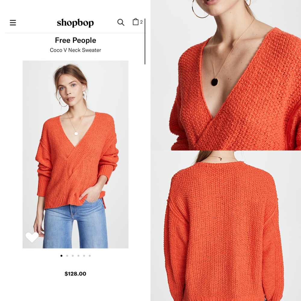 FREE PEOPLE Coco V-Neck Sweater Size Small